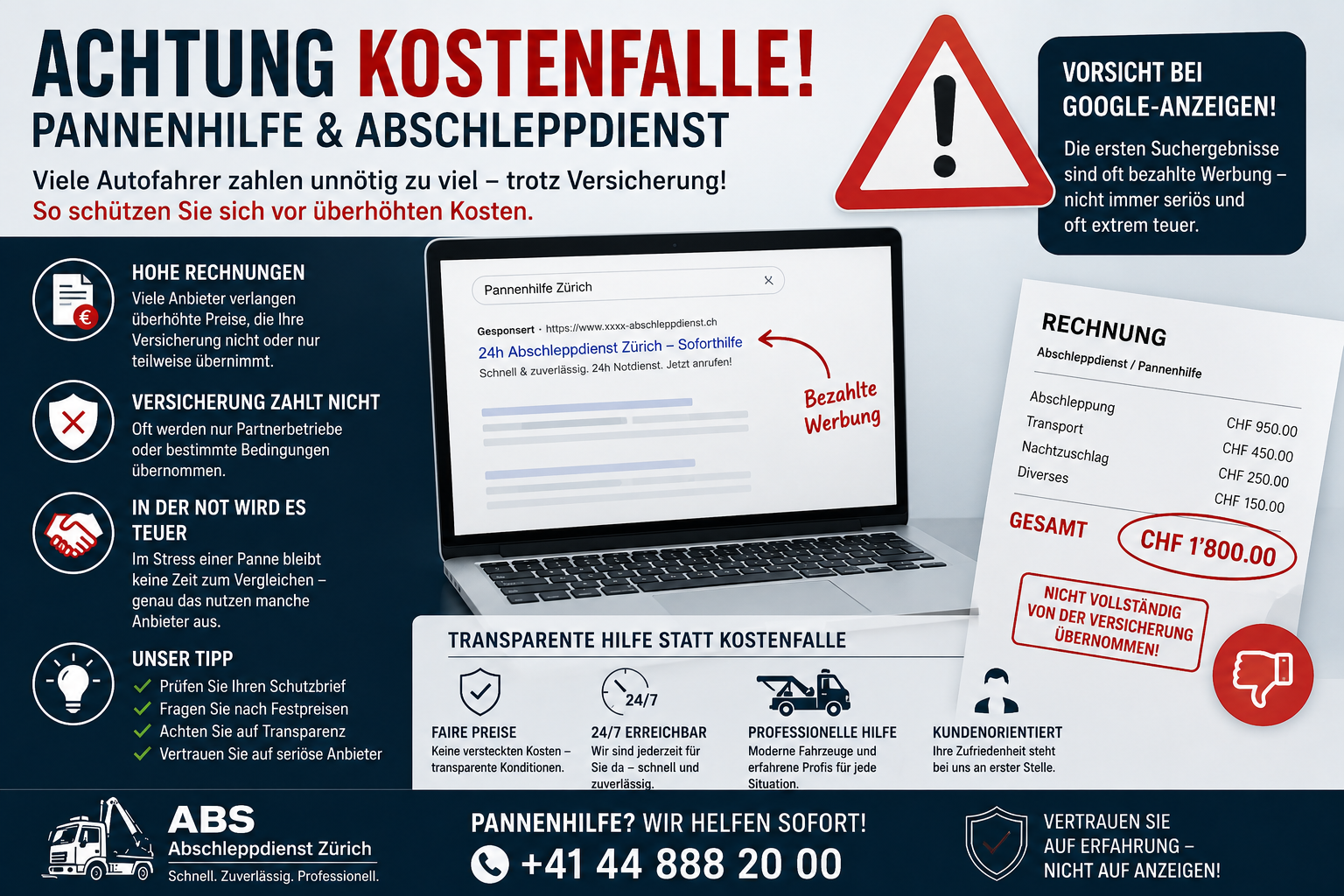 Pannenhilfe: Hohe Rechnungen trotz Versicherung